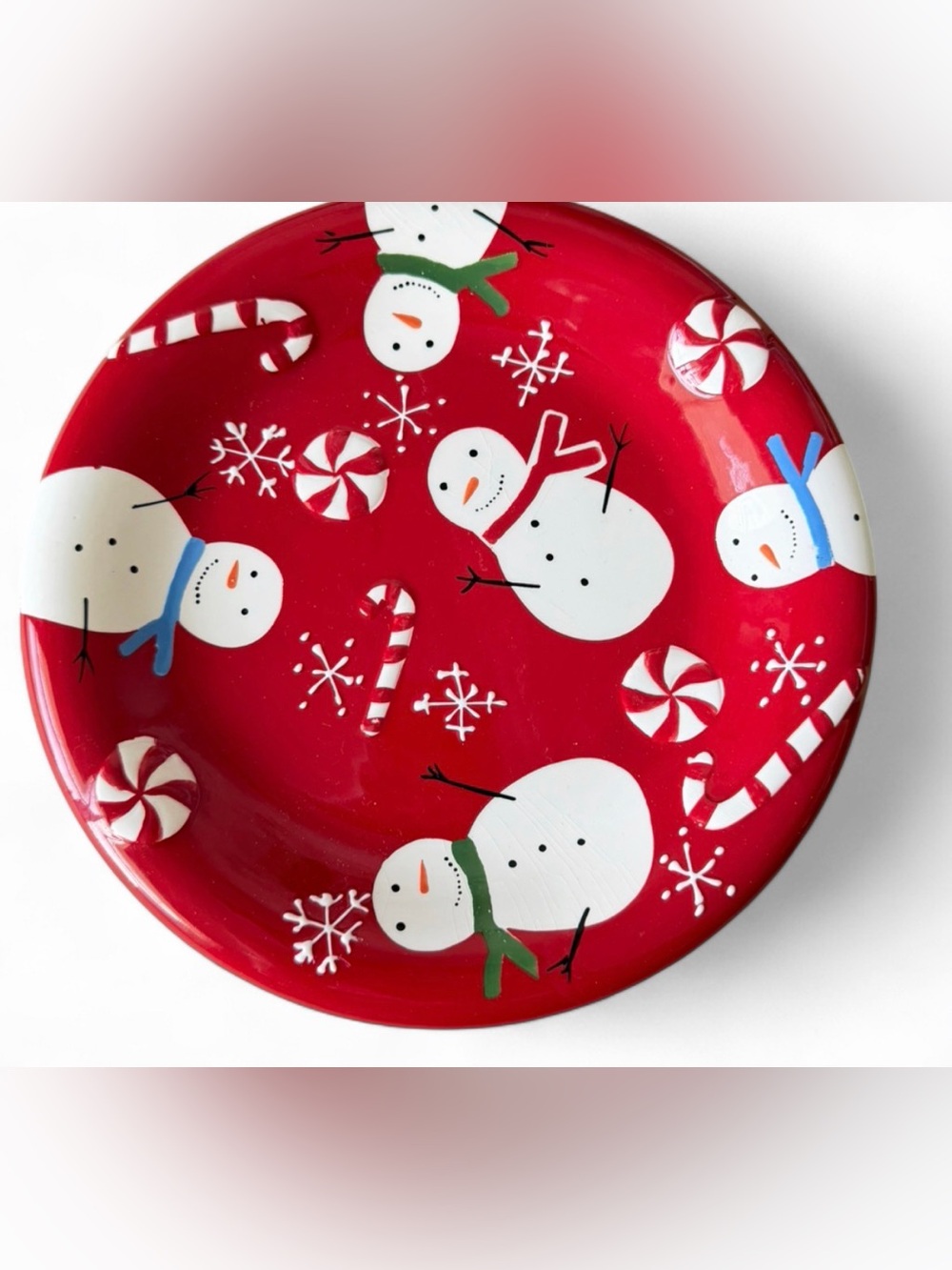 St. Nicholas Square Peppermint Lane Snowman 8" Square Dessert Plate